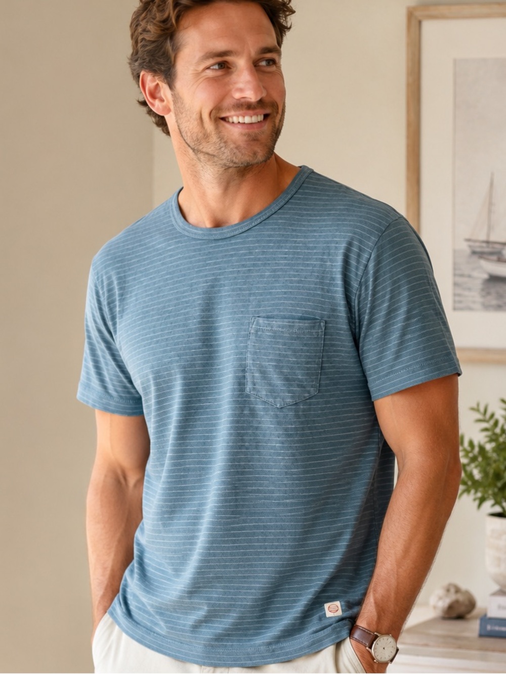 Marine Layer Men’s Striped Pocket Tee – Size Small- New with slight IR